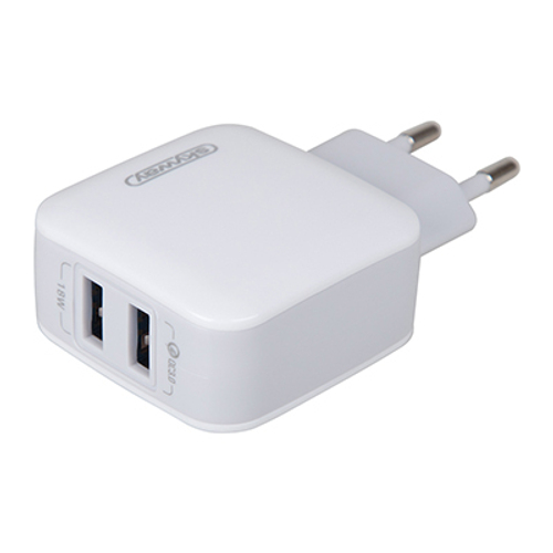 Зарядное устройство сетевое 220 В Skyway 18W USBx2 (QC) белый