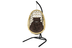 Кресло подвесное Ривьера арт.D24-МТ2025 (стойка+основание.черн.,корзн.бежевая.,подуш.шоколад. 3уп. (В))