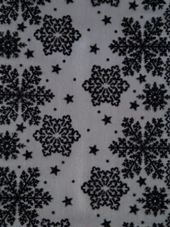 0142 Кружево эластичное 19 см, Италия, флок, снежинки, черный