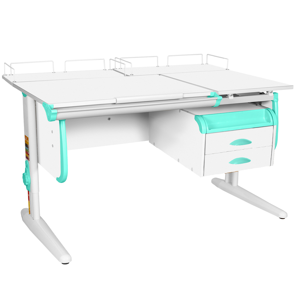 Растущая парта Дэми СУТ 25 с задними полками СУТ.15.210 и навесной тумбой (1200×880 мм)