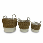 Корзина 30х25см Набор 3шт Рогоз с ручкой (Натуральный)