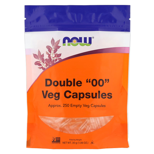 NOW Foods, Растительные двойные «00» капсулы, прибл. 250 пустых растительных капсул