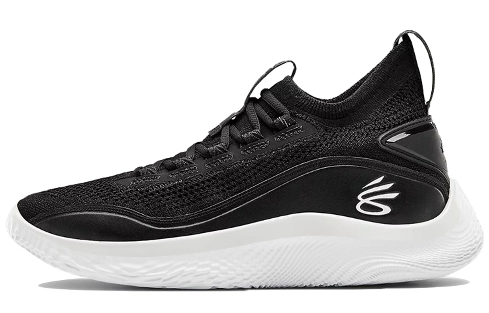 Under Armour Curry 8 Curry 8 shock absorption mid-cut actual combat basketball shoes for men and women the same style black