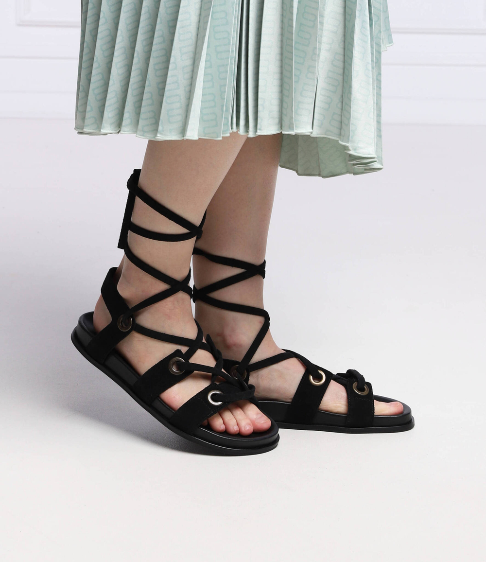 Кожаные босоножки gladiatore TWINSET - черный(221TCT022)