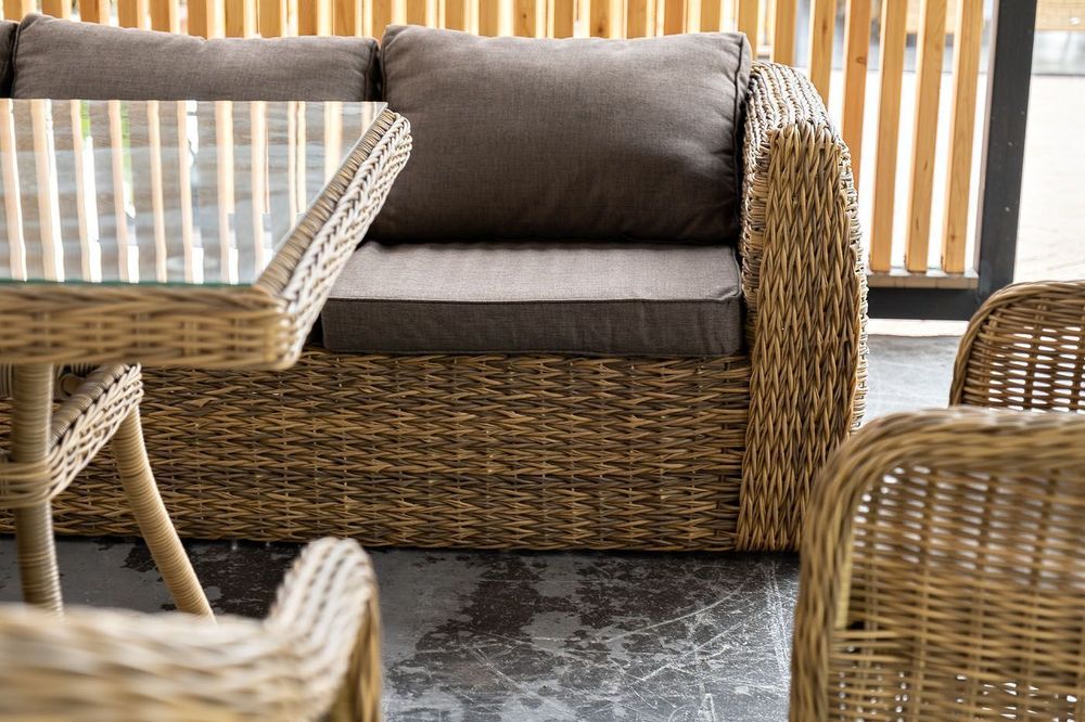 "Кальяри" диван трехместный плетеный из искусственного ротанга (гиацинт), цвет соломенный