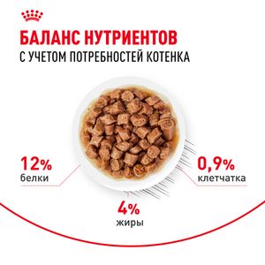 Пауч Royal Canin Kitten Gravy для котят в период второй фазы роста в возрасте до 12 месяцев, кусочки в соусе