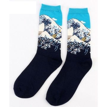 Носки с принтом "Большая волна в Канагаве" Кацусика Хокусай длинные Hobby Line