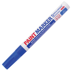 Маркер-краска лаковый (paint marker) 4 мм, СИНИЙ, НИТРО-ОСНОВА, алюминиевый корпус, BRAUBERG PROFESSIONAL PLUS, 151447