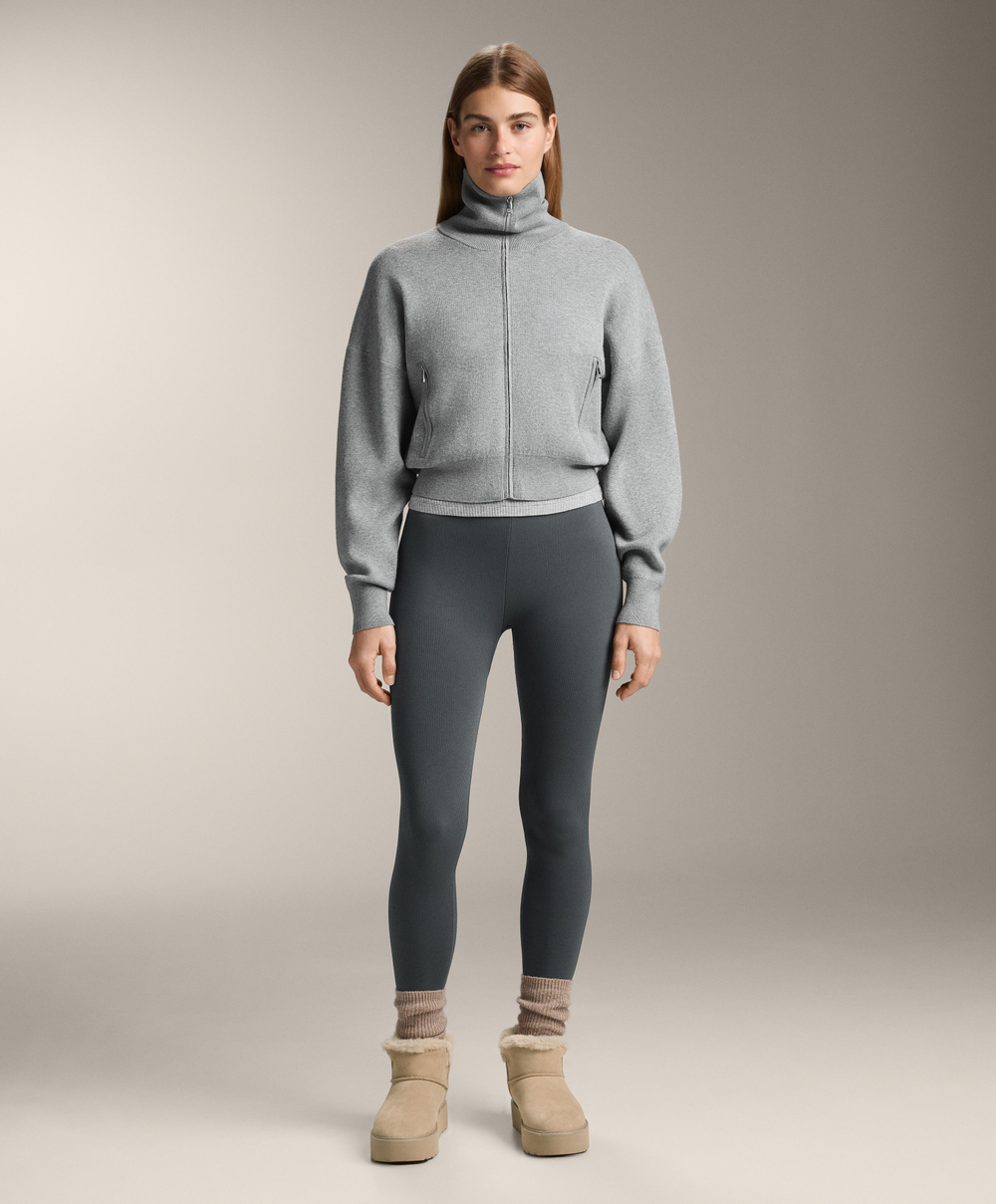 OYSHO Бесшовные легинсы в рубчик Super Extra Warm длиной 70см, антрацитово-серый