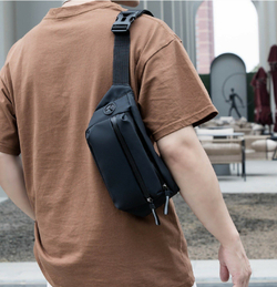 Сумка на пояс мужская через плечо на плечо поясная для документов спортивная, черная