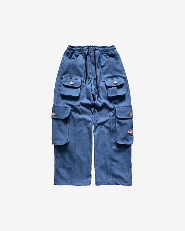 Джинсы Карго Плотные Широкие Голубые - фото 1