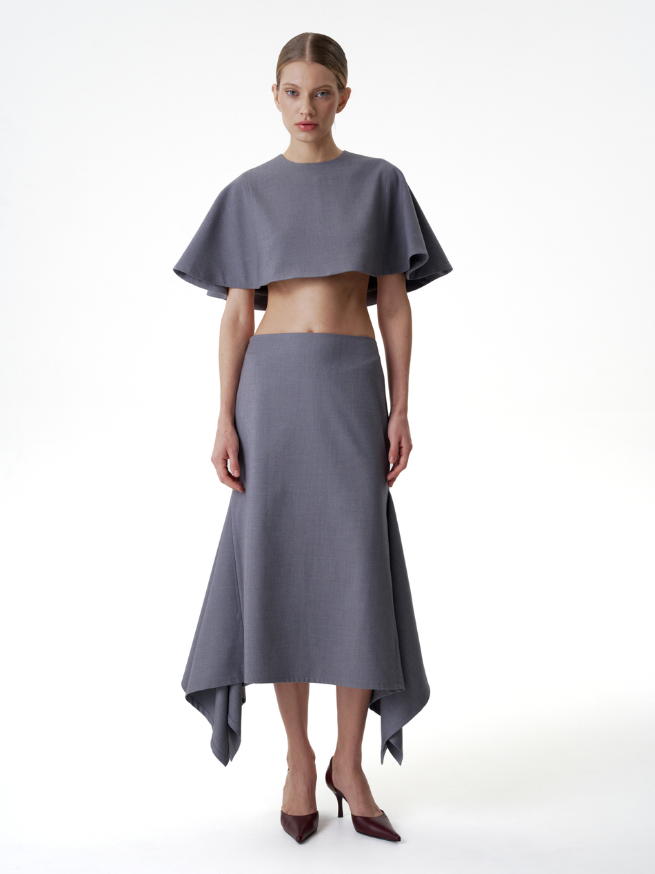 Накидка костюмная серая