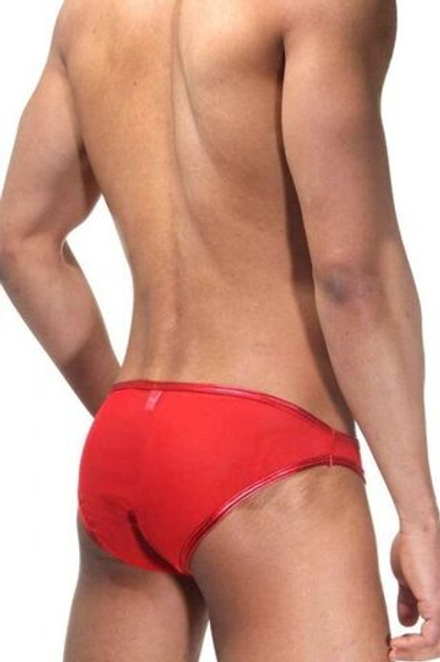Мужские трусы-слипы с блестящей окантовкой (Размер: S-M) (Цвет: красный)