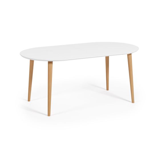 Oqui Раздвижной стол с белой столешницей и ножками из массива бука 90 (170) x 90 см La Forma Испания 