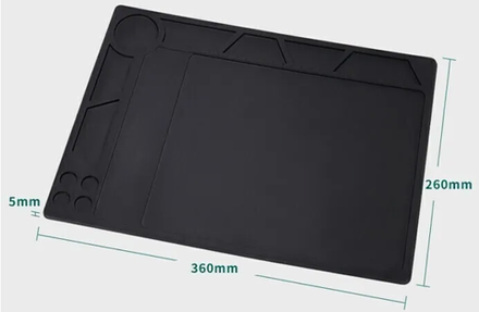 Антистатический силиконовый коврик для пайки большой синий/черный (360х250 мм)