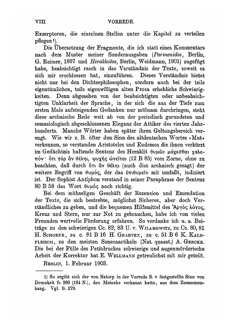 Die Fragmente der Vorsokratiker. Band 1 | H. Diels