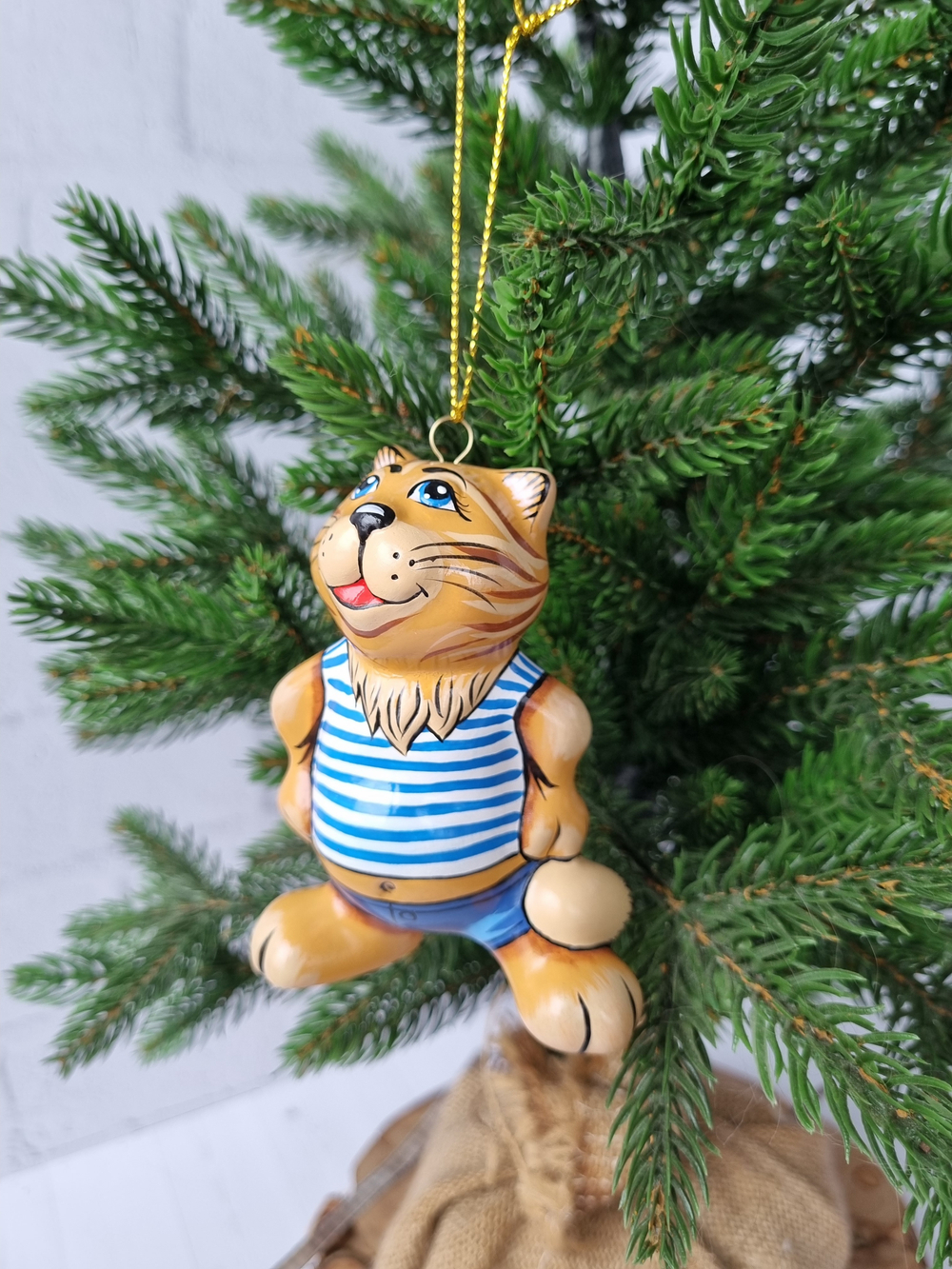 Кот Матроскин ёлочная игрушка из фарфора