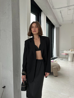 Юбка из шелка с кружевом миди черная