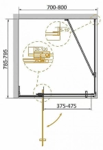 Душевой уголок Cezares Slider 80x80 AH-1-80-70/80-GRIGIO-BORO стекло серое/профиль золото брашированное