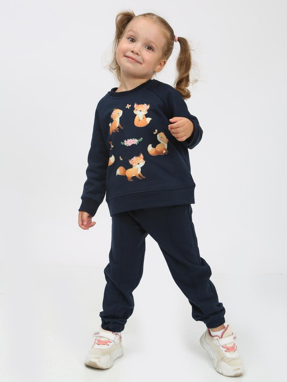 Костюм для девочек футер "Фокси-3" 116, Тёмно-синий (Ивашка)