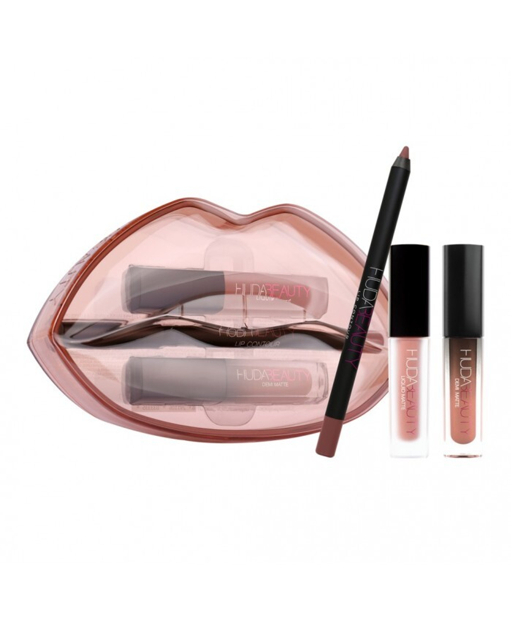 Huda Beauty Demi Matte & Cream lip Set 3,