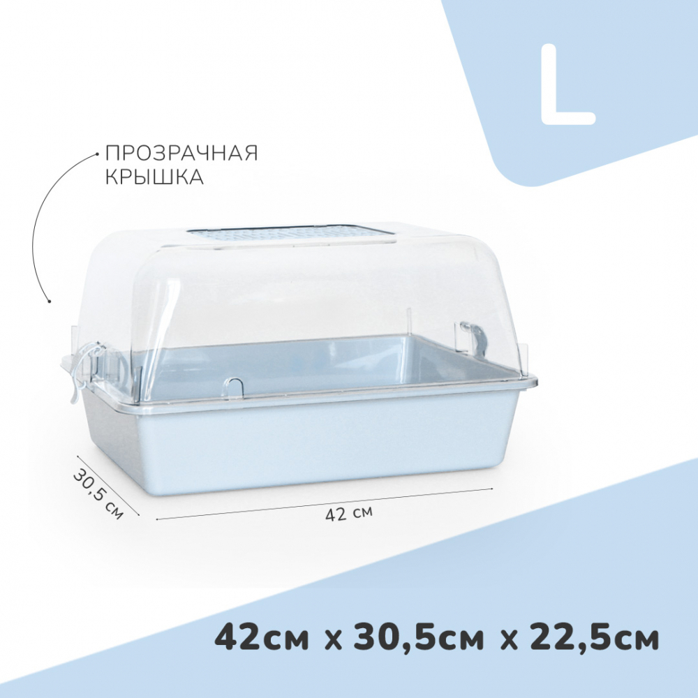 Zooexpress террариум (дюна) прозрачный - голубой - L (42х30,5х22,5 см)
