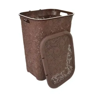 Корзина для белья 50л ажурная коричневая