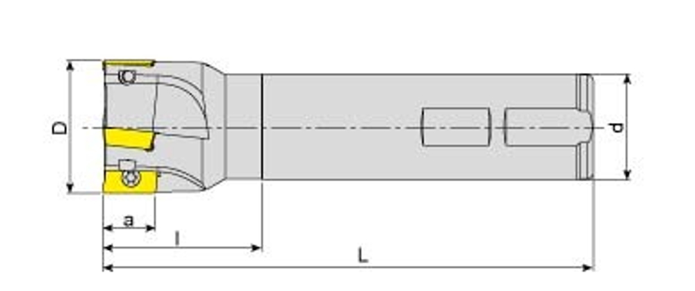 Корпус фрезы AEM90-AP10-D20-W20-L100-Z03-H для ISO пластин