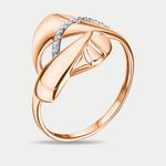 Кольцо женское из розового золота 585 пробы с фианитами (арт. 014681-1102)
