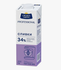 Сливки 34% 1 л Свежее завтра