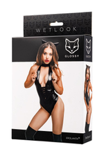 Боди Glossy Kitti с ушками на ободке из материала Wetlook черное L