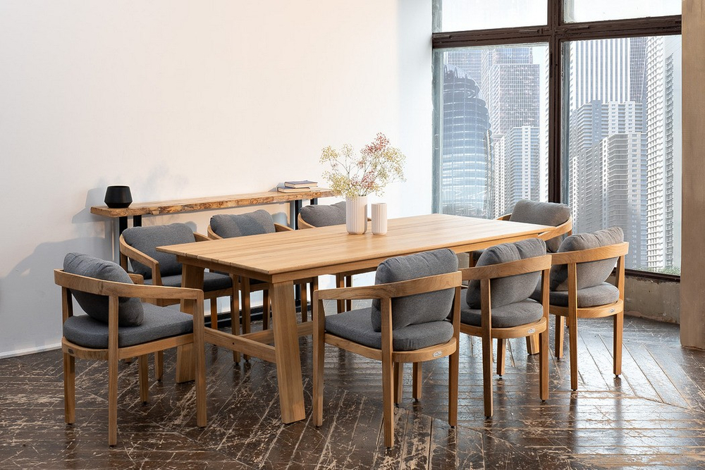 Обеденная группа из тика Joygarden ВЕНТО L, Natural Teak, серый