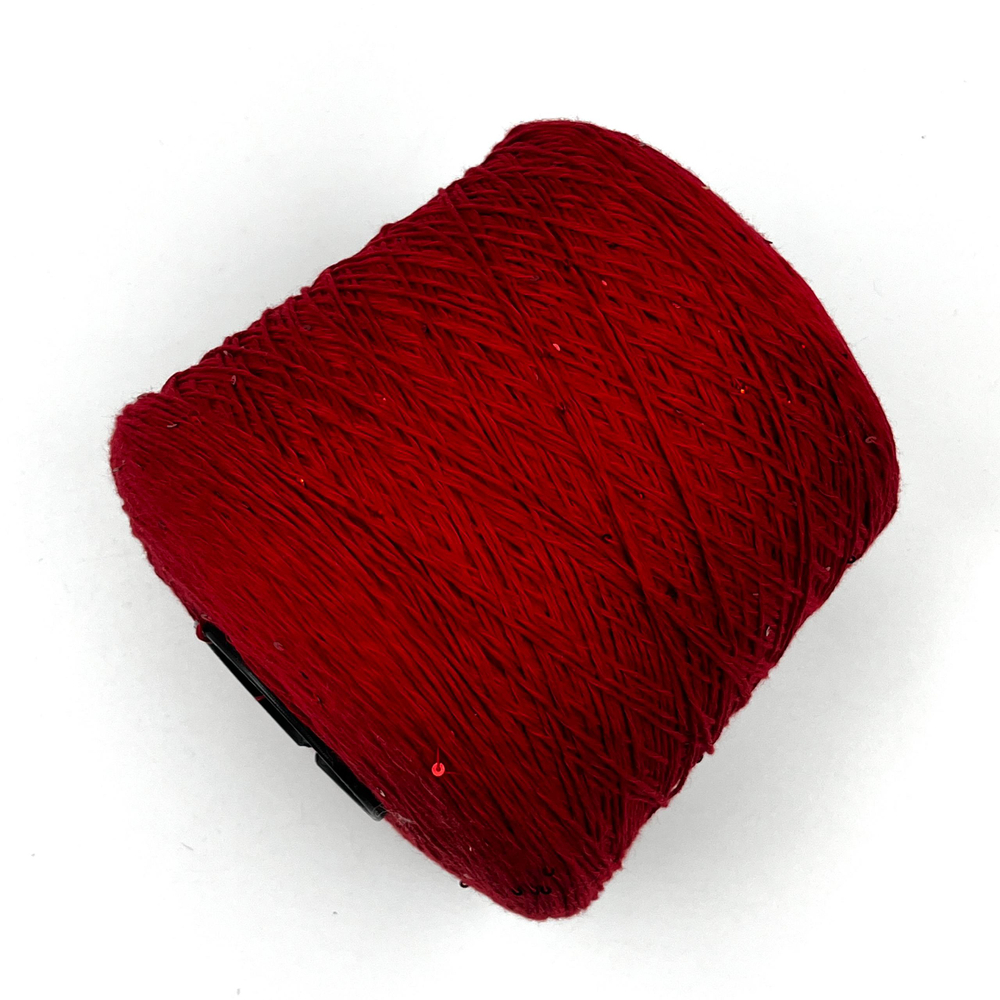 Zegna Baruffa, хлопок 100% + пайетки в тон, 300м в 100г, красный
