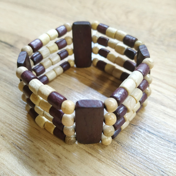 Браслет Четырехрядка, дерево, цвет вишневый, светло-кор., ширина 30 мм