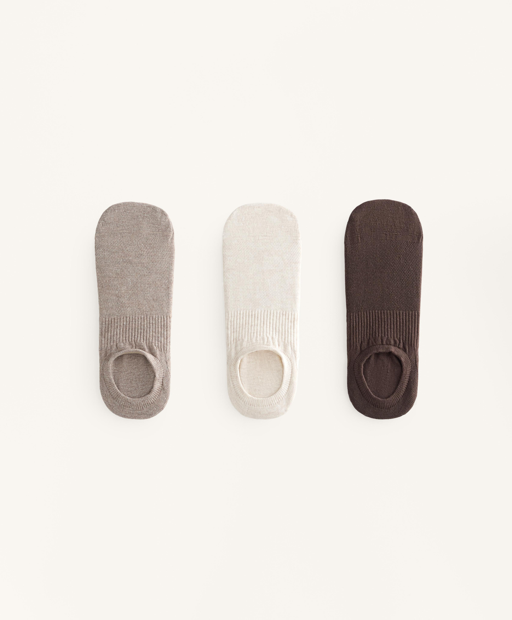OYSHO Три пары носков-следков из смесового хлопка с высоким вырезом, коричневый меланж