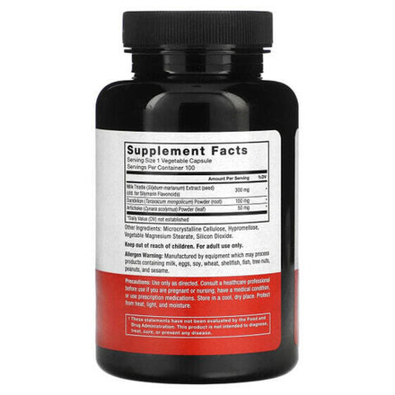 Растительные экстракты и настойки Force Factor, Расторопша, 300 мг, 100 растительных капсул