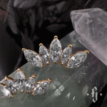 Кластер "Crown Marquise" - Желтое золото - White CZ