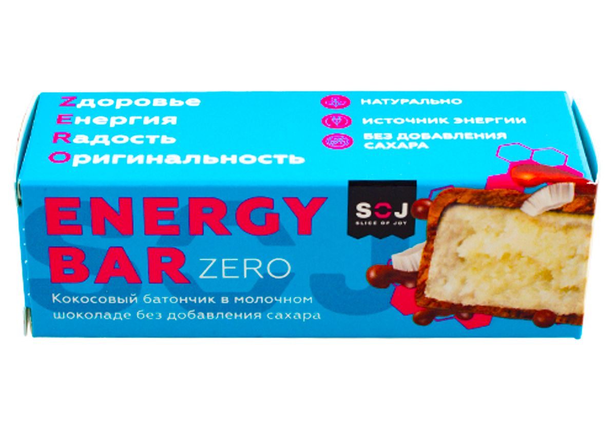 Кокосовый батончик Energy Bar Zero в молочном  шоколаде, 45г