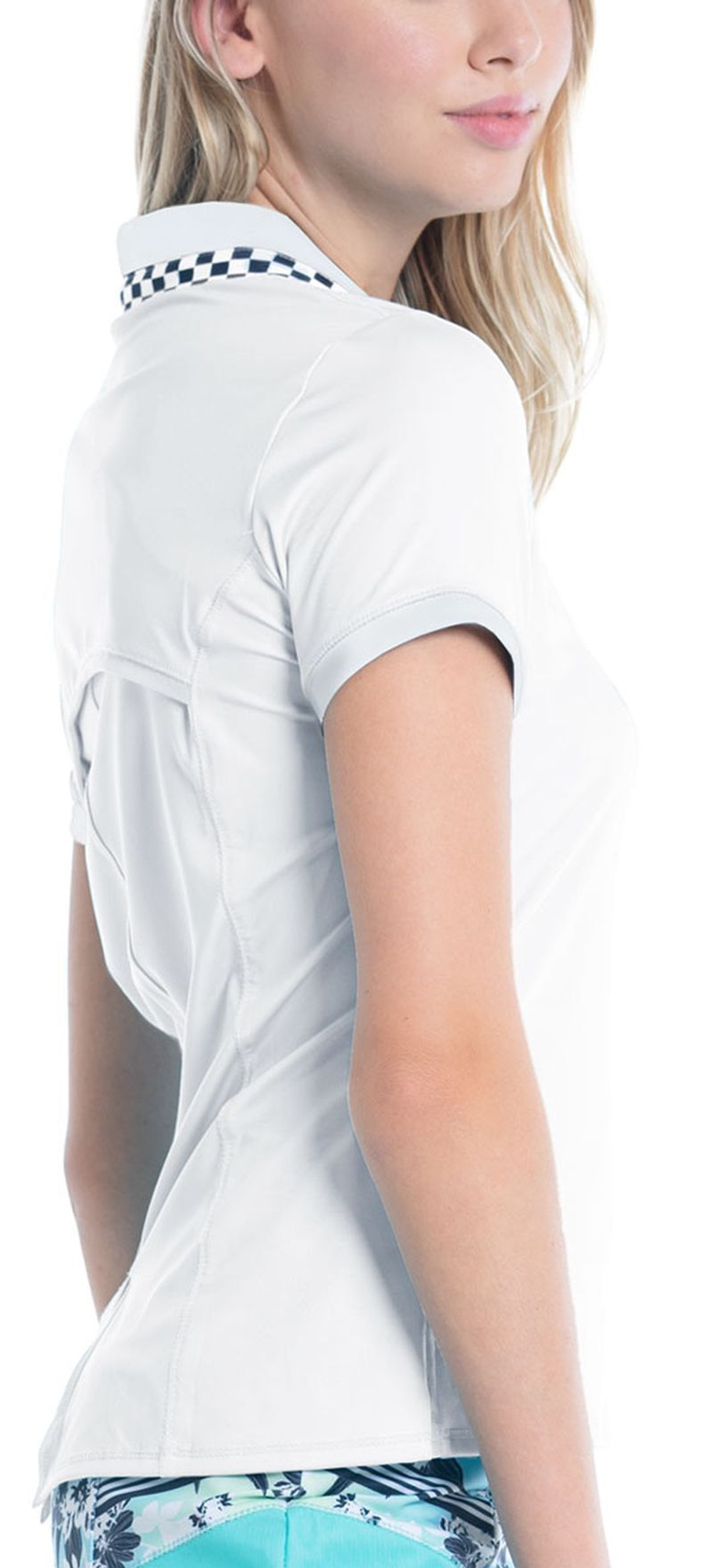 Женская теннисная футболка Lucky in Love Cool Urbana Geo Mod Notch Short Sleeve - белый