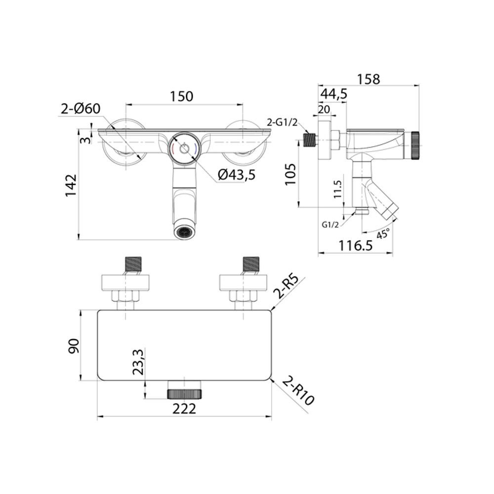 Смеситель для ванны IDDIS Shelfy с управлением Push Control (SHESBBTi02WA)