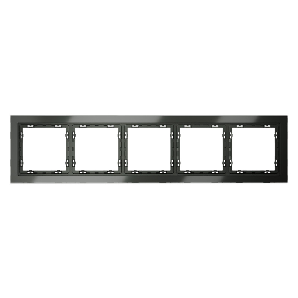 Рамка стеклянная VOLTUM S70 на 5 постов, (титан, стекло)