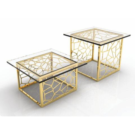 Подставка фуршетная стойка 35*35 см h30 см + блюдо 45*45 см акрил Gold P.L.