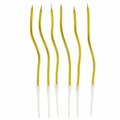 Свечи тортово-коктейльные Спираль Золото 6 шт, 13 см