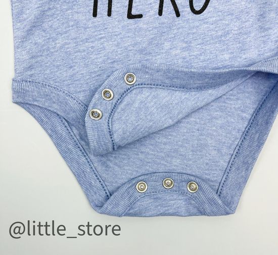 Боди хлопковое "Папа-мой герой" св-голубой меланж