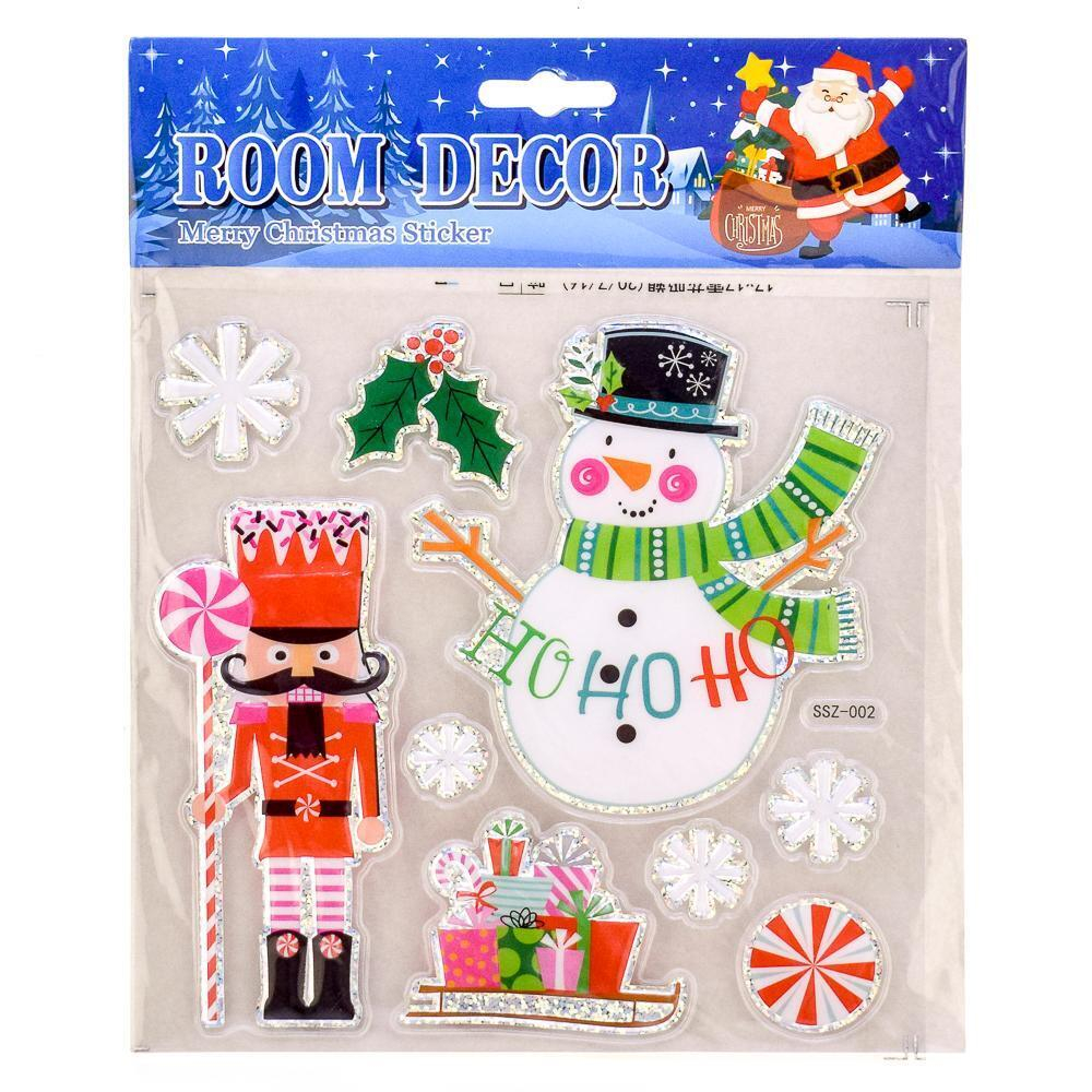Наклейка новогодняя 18*22 см, 6 видов микс, пакет