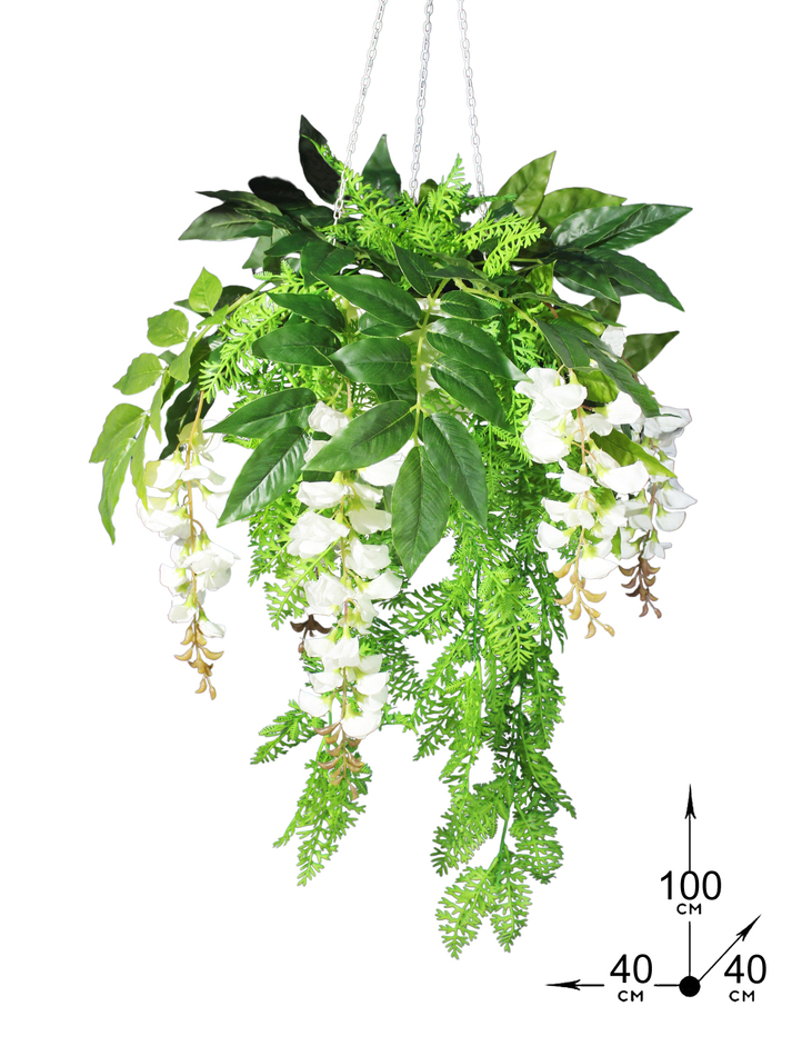 Подвесное кашпо с белой акацией