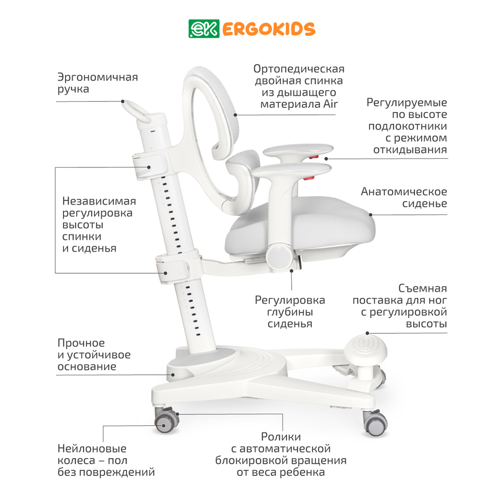 Стул для школьника Ergokids Stanford c подлокотниками