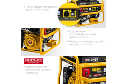 Бензиновый генератор STEHER с электростартером GS-6500Е