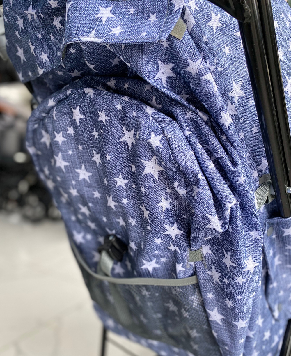 Коляска комбинированная «Наши детки» 6 со звездами джинс (арт. НДТ6/3)