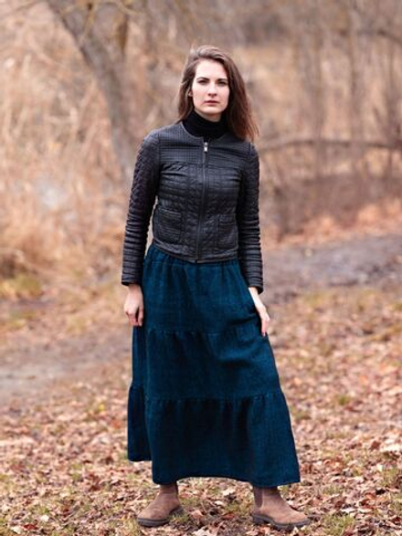 Длинная шерстяная юбка (темно-синий)